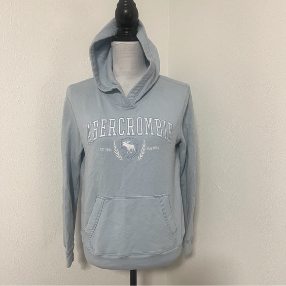 Abercrombie Kids Graphic Unisex Size (13/14) Sweatshirt with Hoodie Blue - Picture 2 of 12